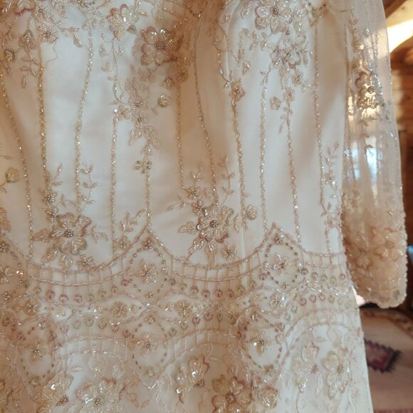 Casablanca Bridal Regal Romance Ivory beaded Sq neck mermaid Dress - Picture 5 of 17